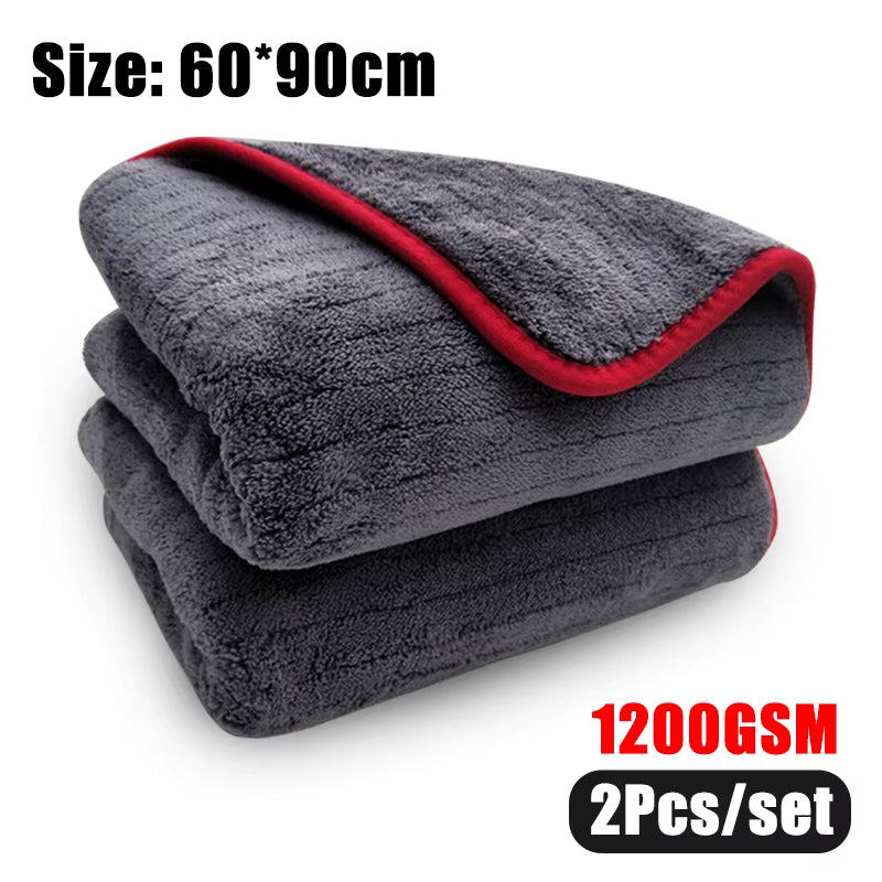 60*90 1200GSM Car Detailing Microfiber Towel Cleaning Rag for Car Drying Car Wash Car Care Cloth Detailing Car Washing Kitchen