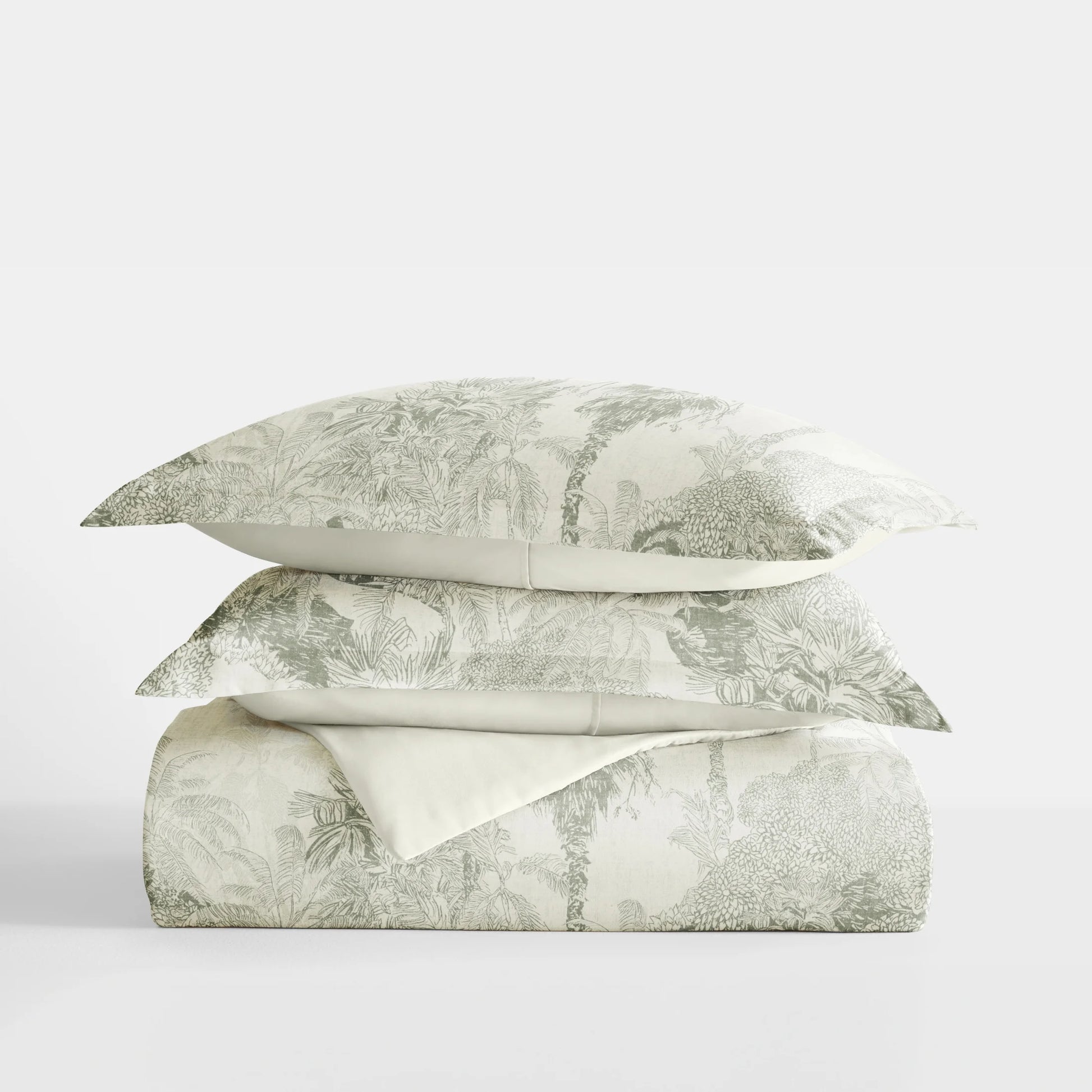 Ultra Soft & Breathable - Duvet Cover Set - Reversible in Eucalyptus Paradise Toile for Twin/Twinxl Bedding by