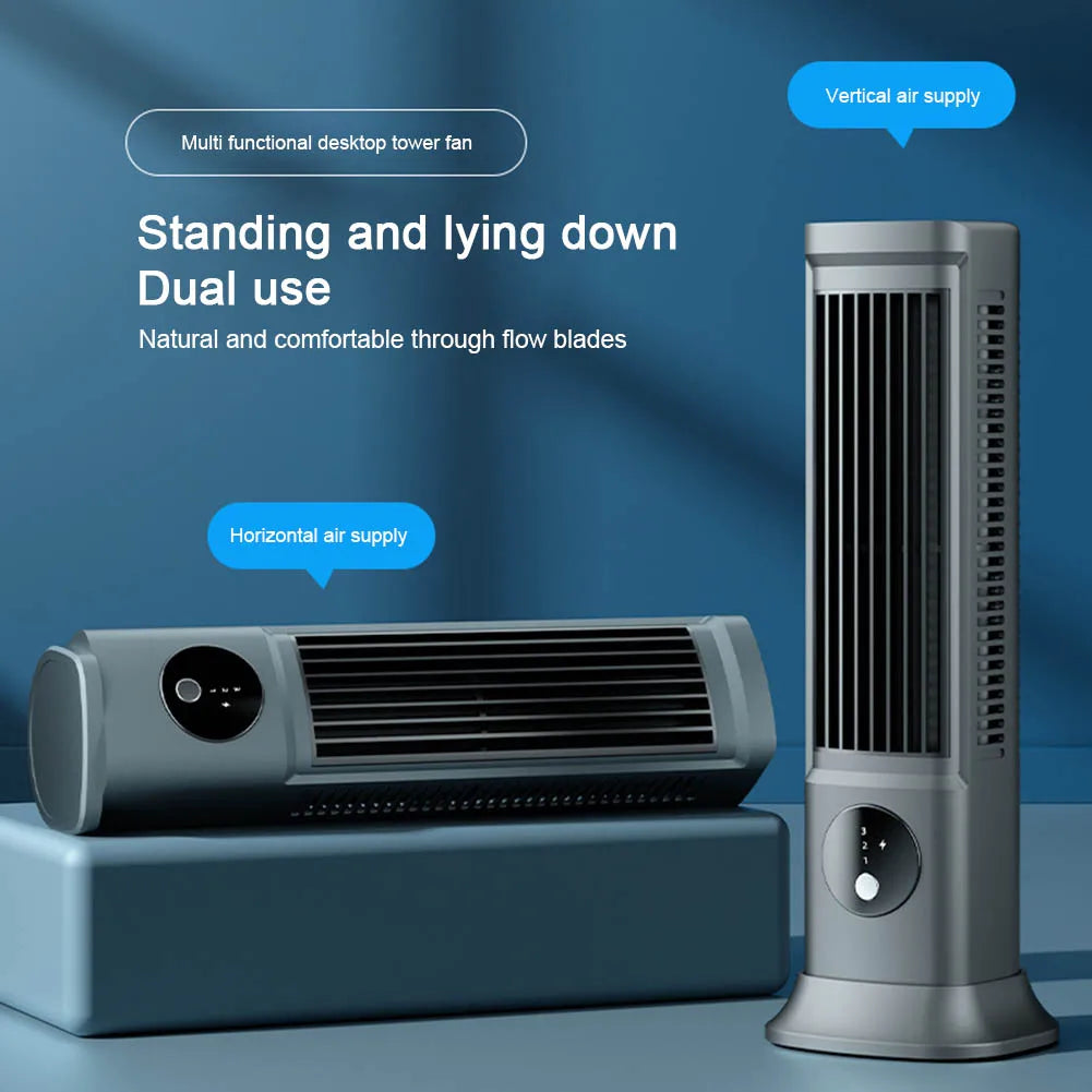 Desk Tower Fan 3 Speeds Quiet Air Cooler Tabletop Air Conditioner Desktop Cooling Fan Summer Ventilation Fan Desktop Cooling Fan