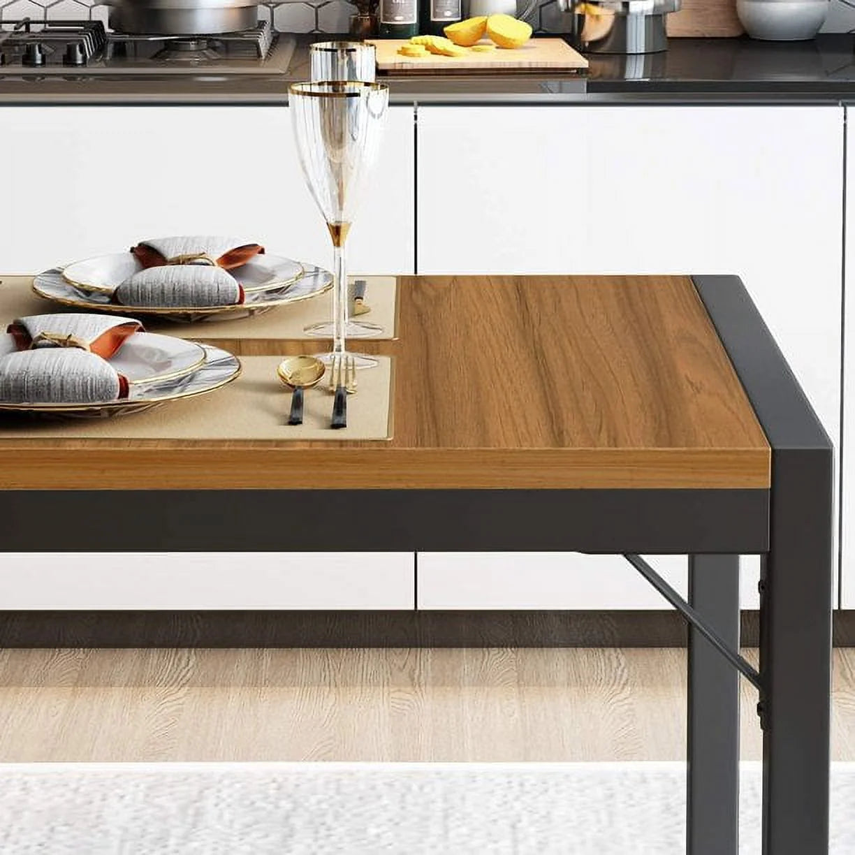 3-Piece Modern Industrial Dining Table Set with Benches, Multiple Colors