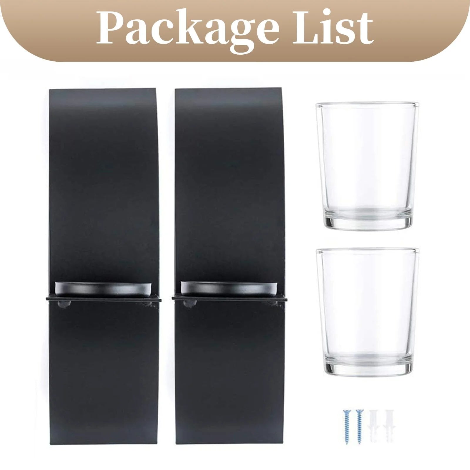 Modern 2-Light Black Wall Sconces with Clear Glass Metallic Wall Mounted Candle for Decor