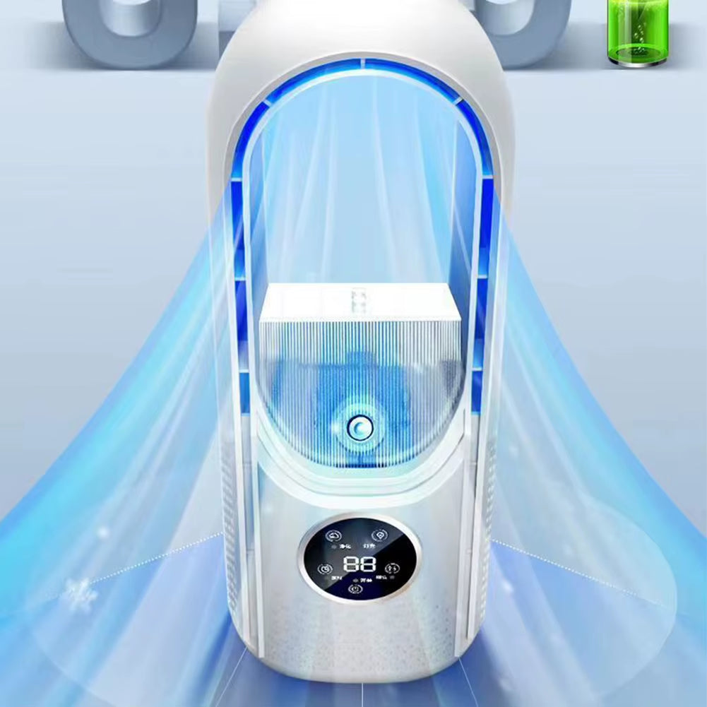 Bladeless Desktop Fan Portable Wireless Air Cooling Fan USB Charging Table Fan 6-Speed Adjustable Low Noise Vertical Cooling Fan