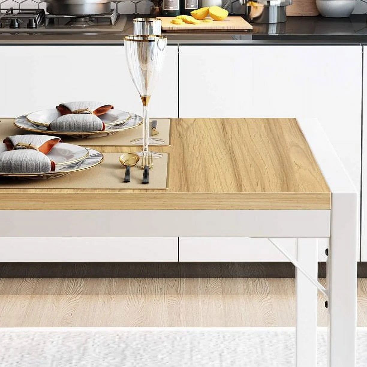 3-Piece Modern Industrial Dining Table Set with Benches, Multiple Colors