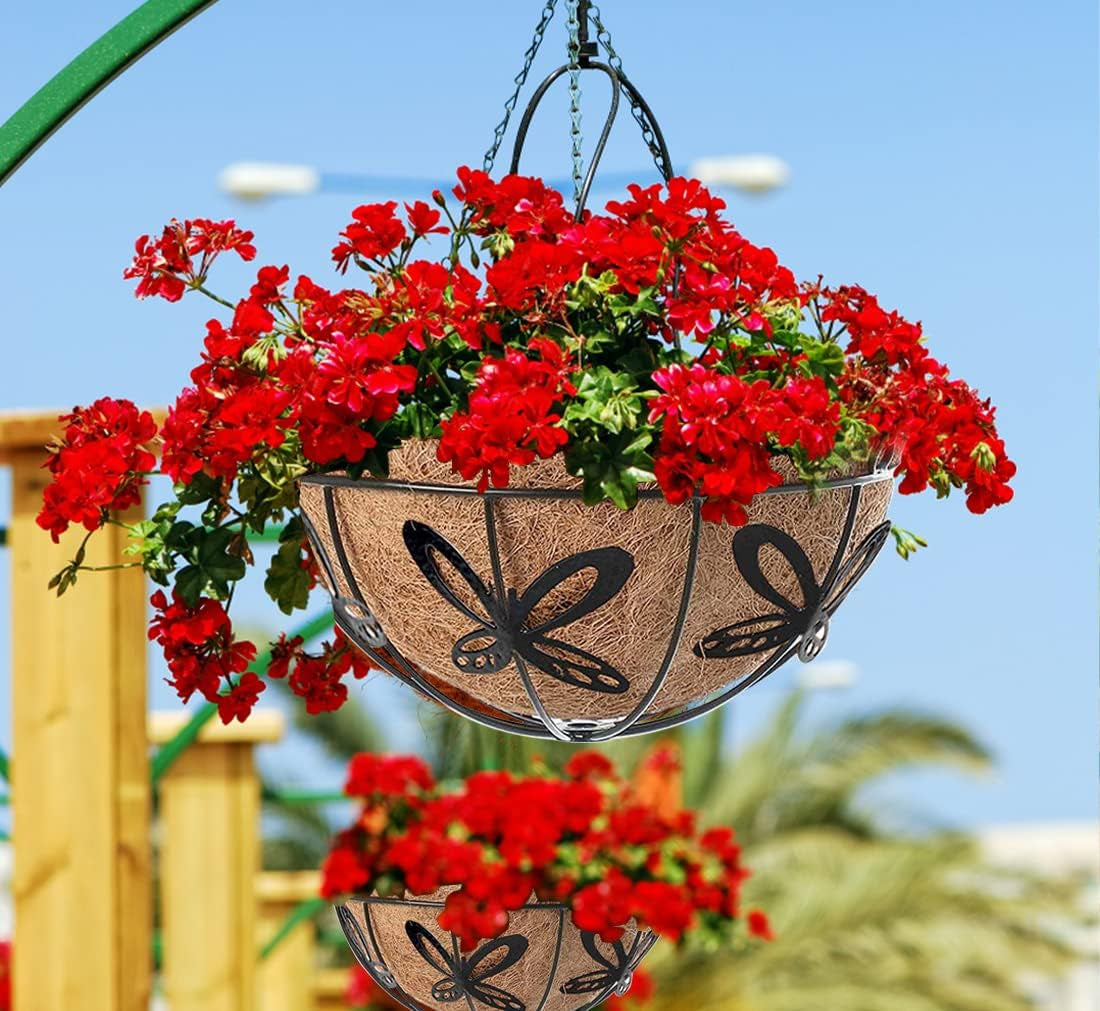 3 Packs 12 Inch Hanging Baskets Planter for Plants, Outdoor Hanging Plant Holder Decor Flower Pots Hanger Garden Decoration Indoor Watering Hanging Baskets (3 Pcs, 12Inch)