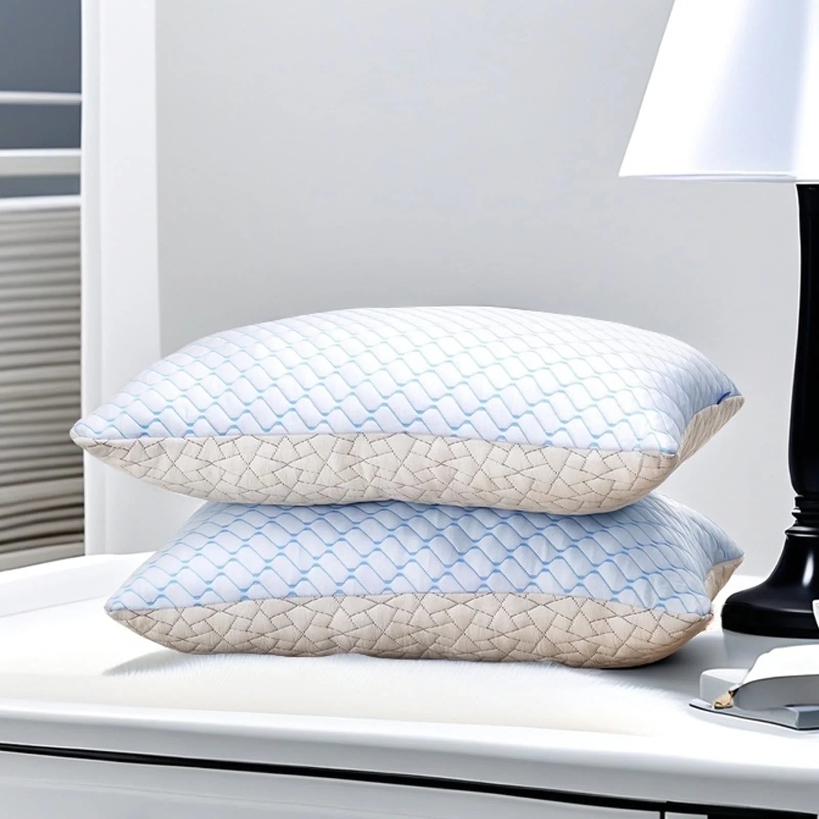 Shredded Memory Foam Pillows Standard Size Set of 2, Regulating Reversible Cooling Pillow Bed Pillow for Bed, Adjustable Loft Bed Firm or Soft Pillows for Side, Back, Stomach, Hot Sleepers