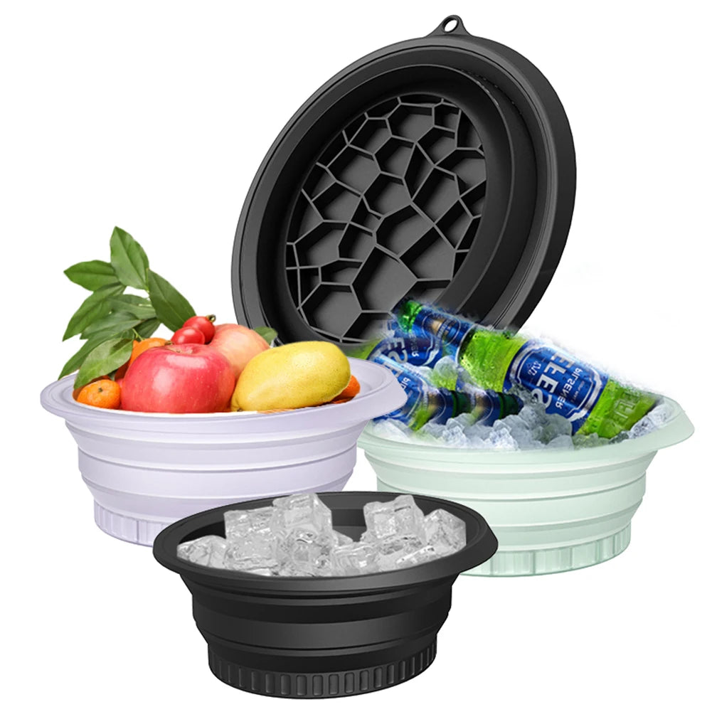 Silicone Ice Facial Folding Washbasin with Built-In Icetray Collapsible Facial Plunge Bowl Face Icebath at Home