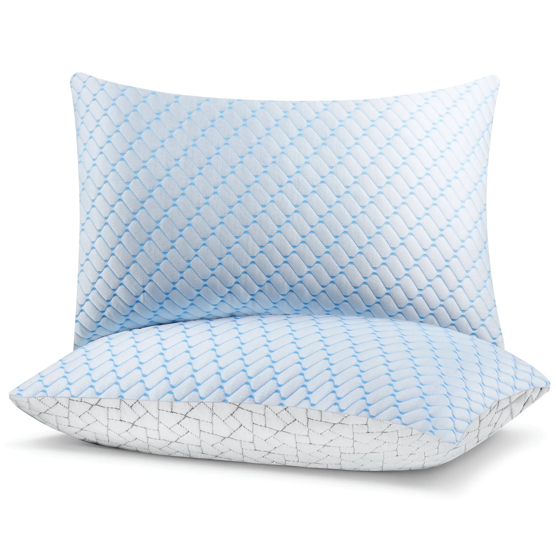 Shredded Memory Foam Pillows Standard Size Set of 2, Regulating Reversible Cooling Pillow Bed Pillow for Bed, Adjustable Loft Bed Firm or Soft Pillows for Side, Back, Stomach, Hot Sleepers