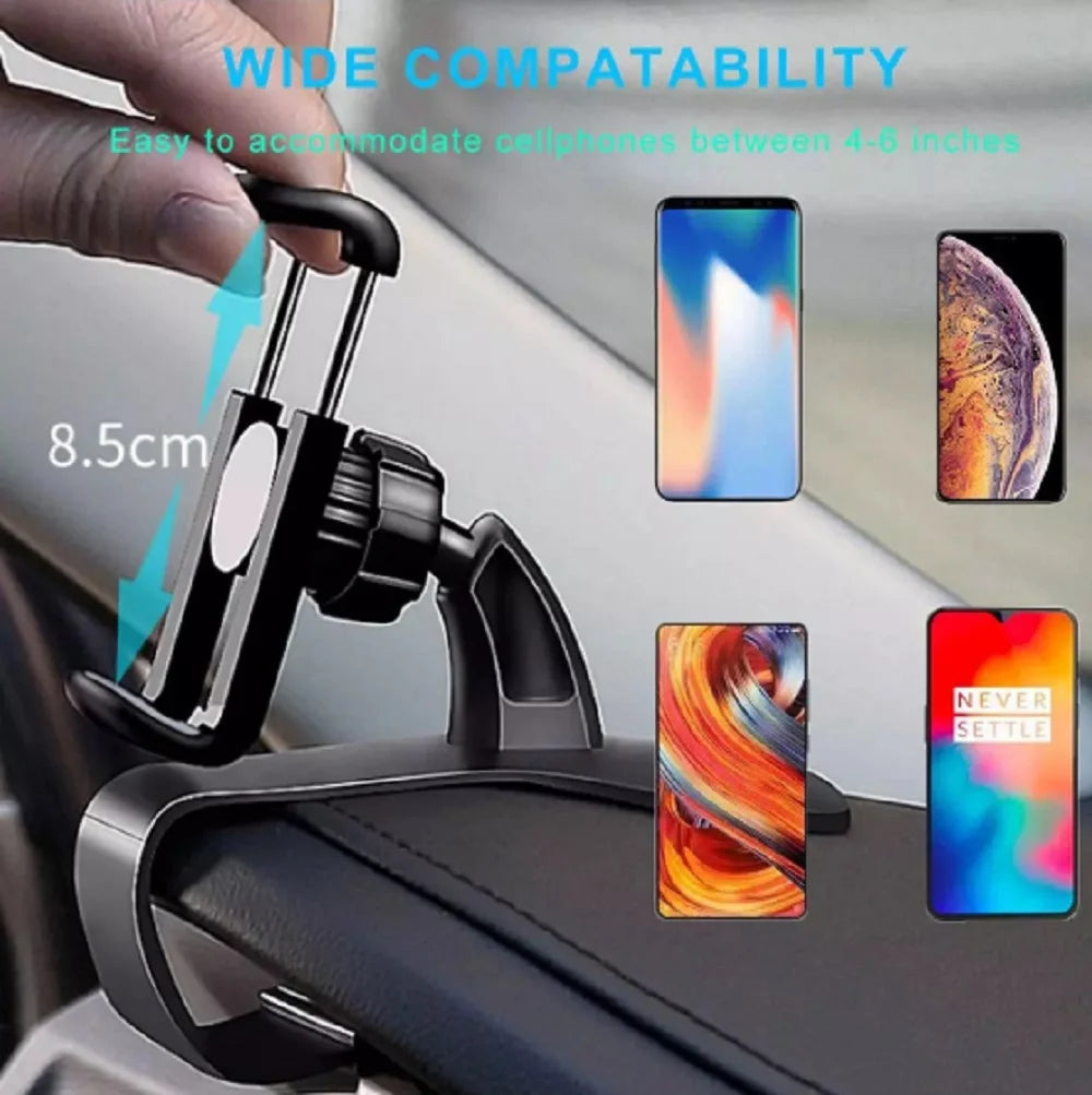 1-Pack 360° Universal Car Dashboard Phone Mount – Versatile GPS & Cellphone Holder Clamp Stand for Safe Driving
