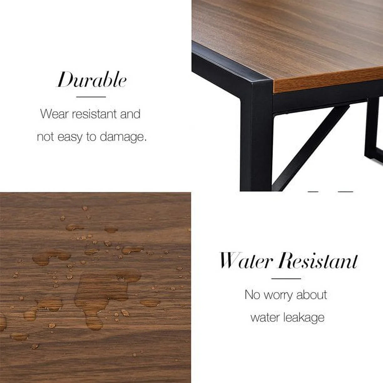 3-Piece Modern Industrial Dining Table Set with Benches, Multiple Colors