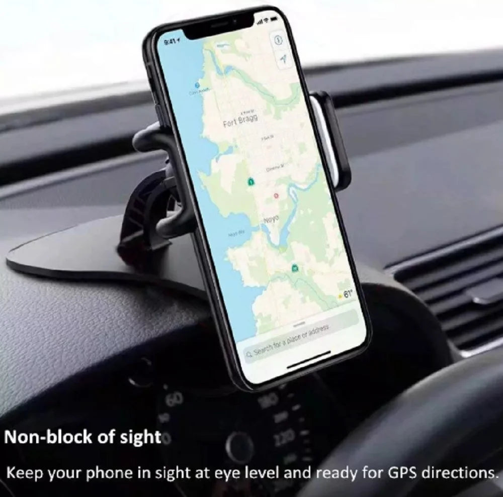 1-Pack 360° Universal Car Dashboard Phone Mount – Versatile GPS & Cellphone Holder Clamp Stand for Safe Driving