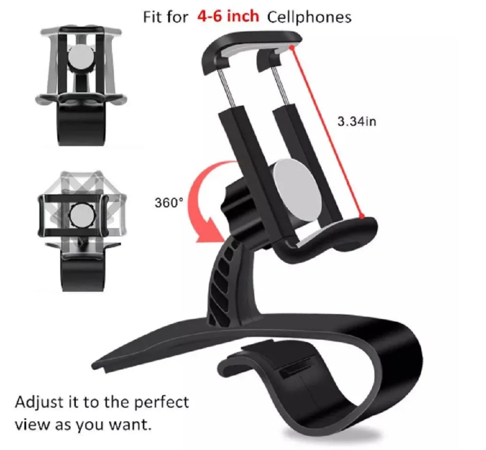 1-Pack 360° Universal Car Dashboard Phone Mount – Versatile GPS & Cellphone Holder Clamp Stand for Safe Driving