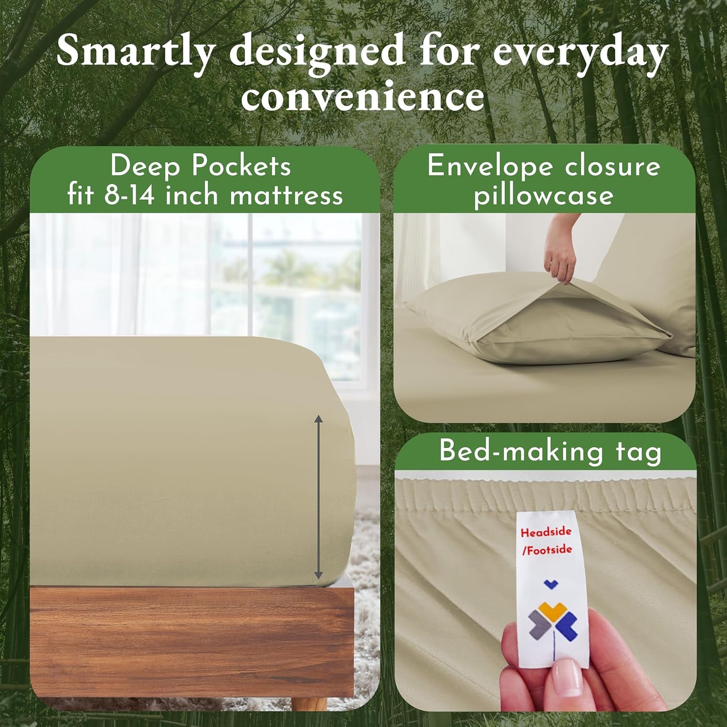 Twin Bed Sheets Set - Luxury Rayon from Bamboo Twin Sheet Set with Deep Pockets, Cool and Durable Bedding - Beige