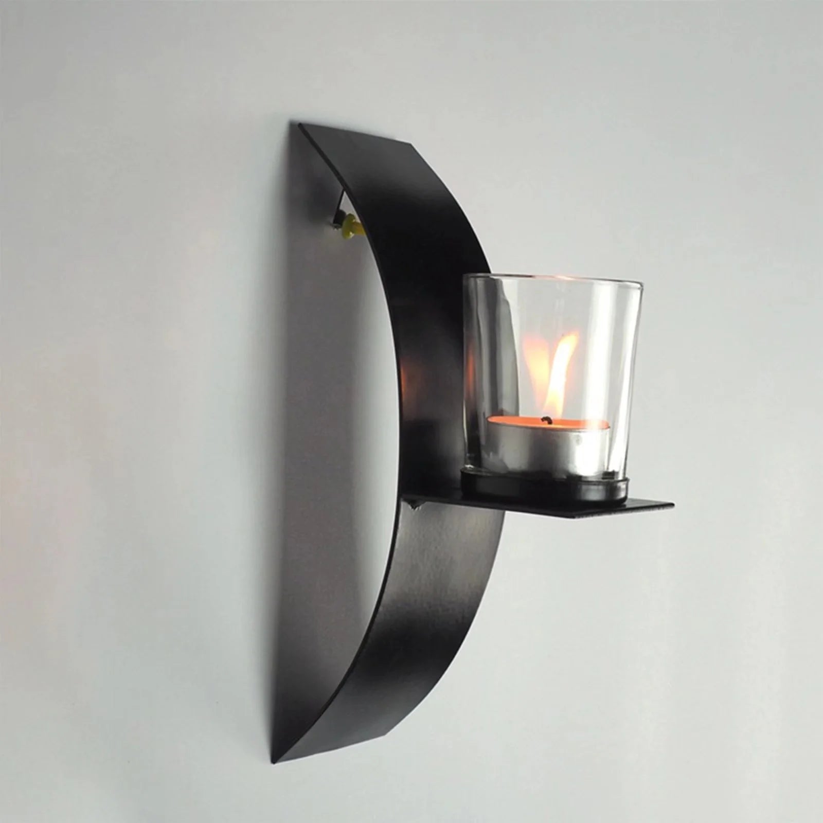 Modern 2-Light Black Wall Sconces with Clear Glass Metallic Wall Mounted Candle for Decor