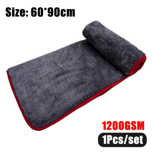 60*90 1200GSM Car Detailing Microfiber Towel Cleaning Rag for Car Drying Car Wash Car Care Cloth Detailing Car Washing Kitchen