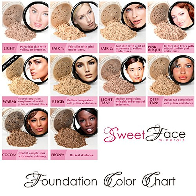 STARTER SET W/Setting SPRAY MIST (DEEP TAN) Mineral Makeup Kit Bare Face Matte Sheer Foundation Cover