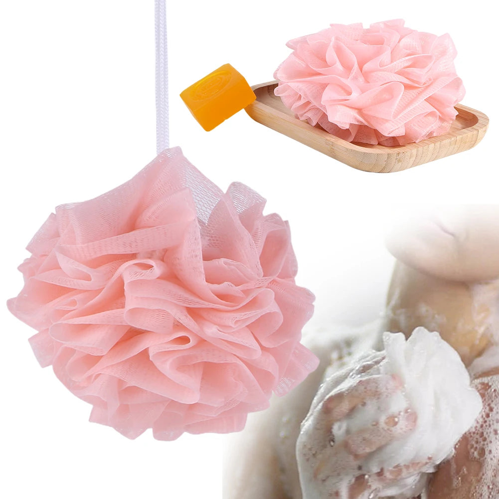 2 in 1 Bath Loofah Sponge with Drawstring Bath Ball Bath Loofah Shower Washcloth Set for Women Men